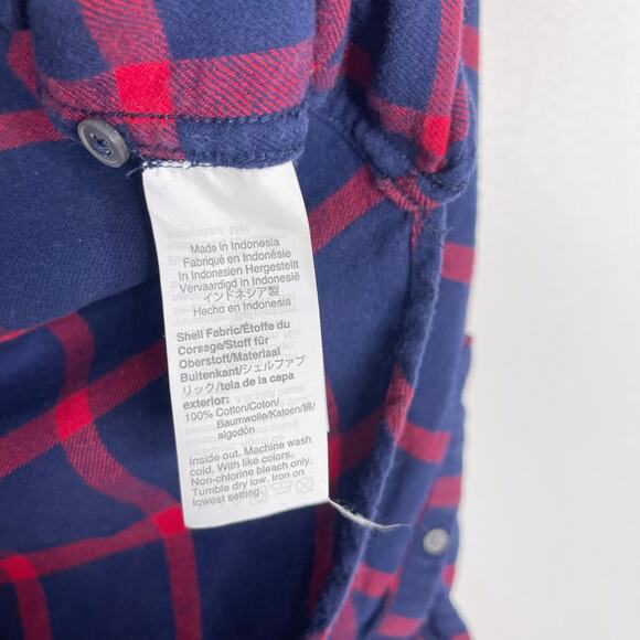 J Crew Womens 0 Navy Blue Red Classic Fit Boy Shirt in Block Plaid Button Down - Picture 6 of 7